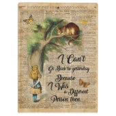 Porte-bloc Art de dictionnaire de citation d'Alice et de chat (Dos)