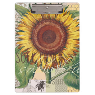 Porte-bloc Art de fleur de damas vintage tournesol