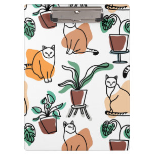 Porte-bloc Art de trait dessin chats et fleurs
