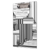 Porte-bloc Art déco noir et blanc avec nom et monogramme (Gauche)