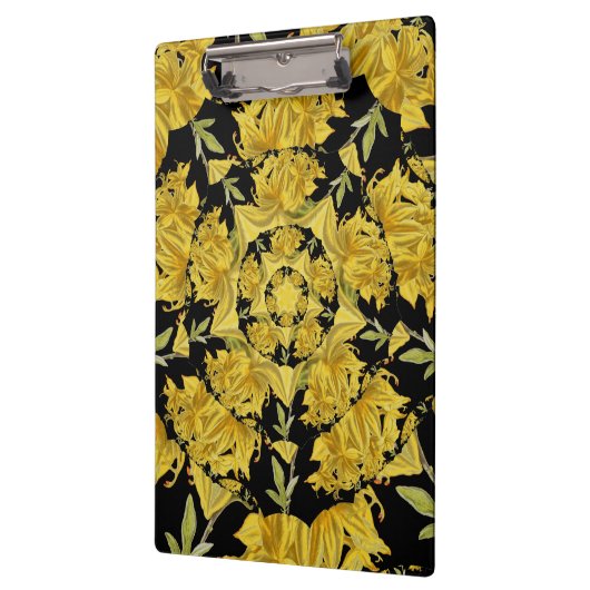 Porte-bloc Art fractal azaléen jaune et noir (Gauche)