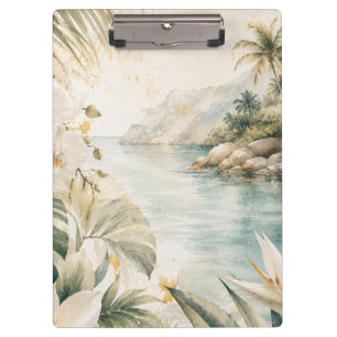 Porte-bloc Art mural aquarelle tropical luxueux côtier  