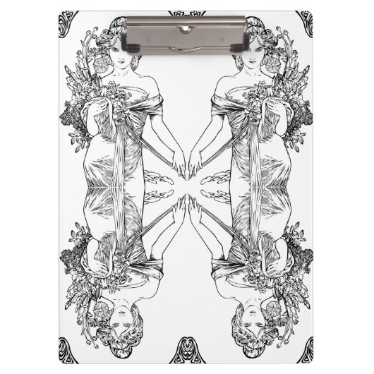 Porte-bloc Art nouveau Alphonse Mucha femme fleurs (Devant)