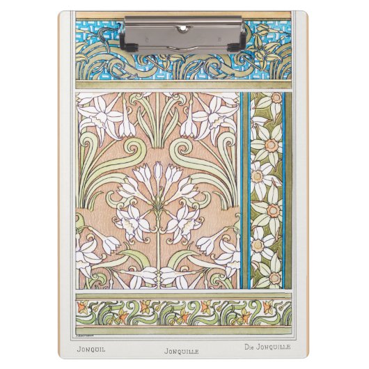 Porte-bloc Art nouveau jonquille Verneui textile floral art (Devant)