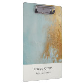 Porte-bloc Artistique classique Aqua Blue Gold Paint Texture (Swatch)