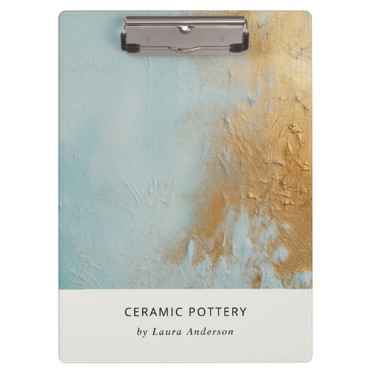 Porte-bloc Artistique classique Aqua Blue Gold Paint Texture (Devant)