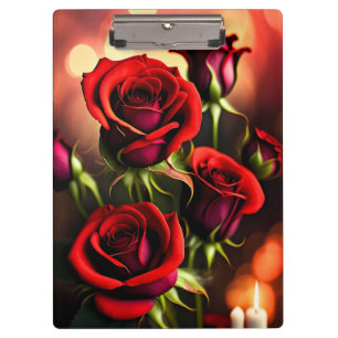 Porte-bloc Artwork numérique Fleurs de rose rouge-58567