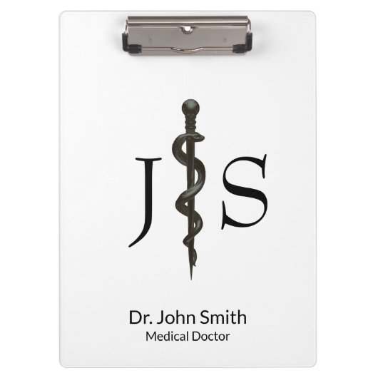 Porte-bloc Asclepius Médicale professionnel Simple Noir Blanc (Devant)