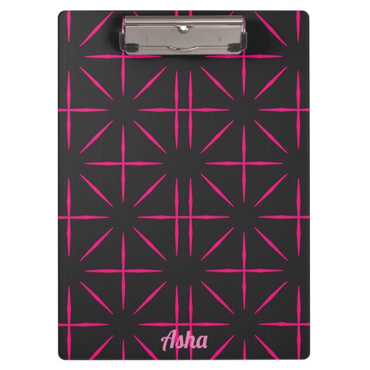 Porte-bloc ASHA ~ Design noir et rose (Devant)