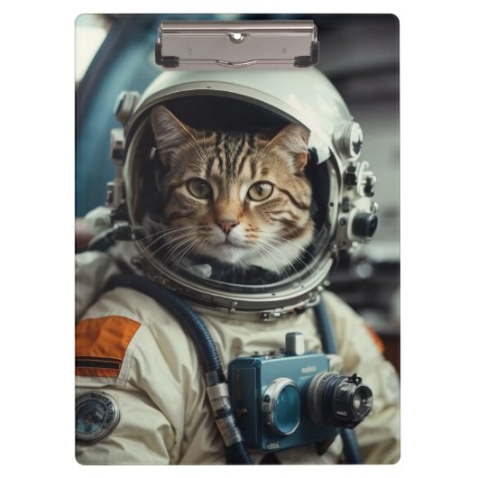 Porte-bloc Astronaute de chat gris dans l'espace (Devant)