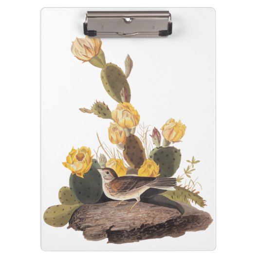 Porte-bloc Audubon Vesper Sparrow et Prickly Pear Cactus (Devant)