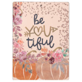 Porte-bloc Automne "Be You tim" Rose Gold Floral Citrouilles (Dos)