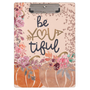 Porte-bloc Automne "Be You tim" Rose Gold Floral Citrouilles