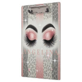 Porte-bloc aux cils rose pailleté (Gauche)