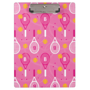 Porte-bloc Avec monogramme motif de raquettes de tennis rose 
