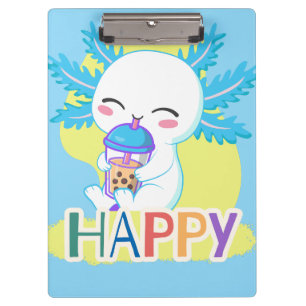 Porte-bloc Axolotl Heureux avec Thé aux Perles – Bulles Kawai