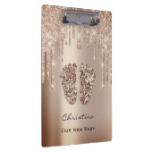 Porte-bloc Baby shower Pieds Garçon Nom fille Merci Rose gris (Swatch)