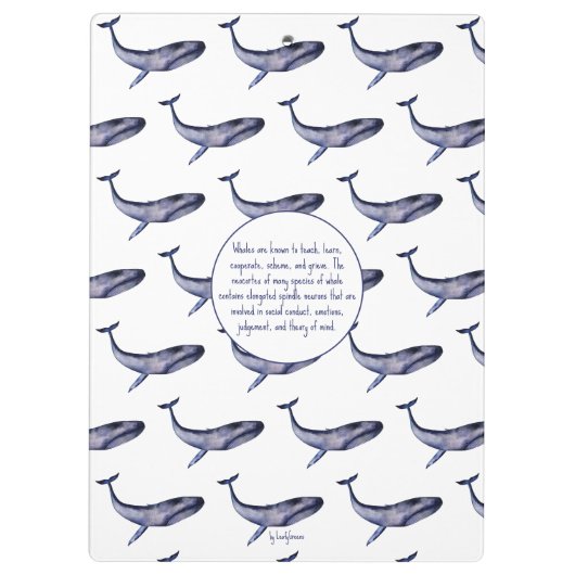 Porte-bloc Baleine bleu aquarelle (Dos)