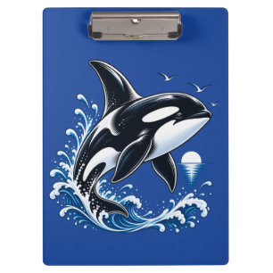 Porte-bloc Baleine orque mignonne bondissant à travers les va