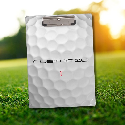 Porte-bloc Balle de golf blanche texturée avec nom et numéro