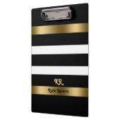 Porte-bloc Bandes blanches et noires Accents or motif (Gauche)