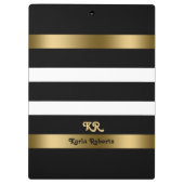 Porte-bloc Bandes blanches et noires Accents or motif (Dos)