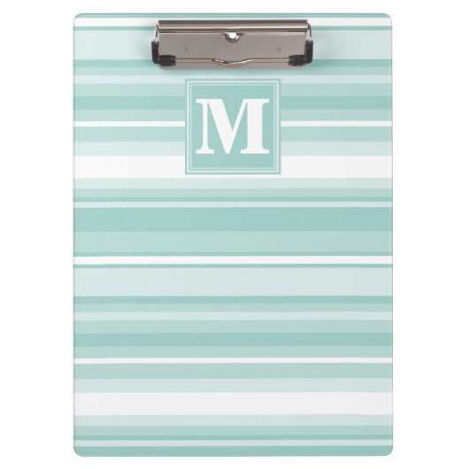 Porte-bloc Bandes vertes de menthe monogramme (Devant)