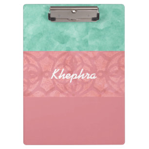 Porte-bloc Batik Rose Ruddy Et Aquarelle Bleue Nom