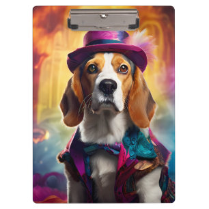 Porte-bloc Beagle en costume vibrant