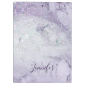 Porte-bloc Beau marbre violet et Parties scintillant Monogram (Dos)