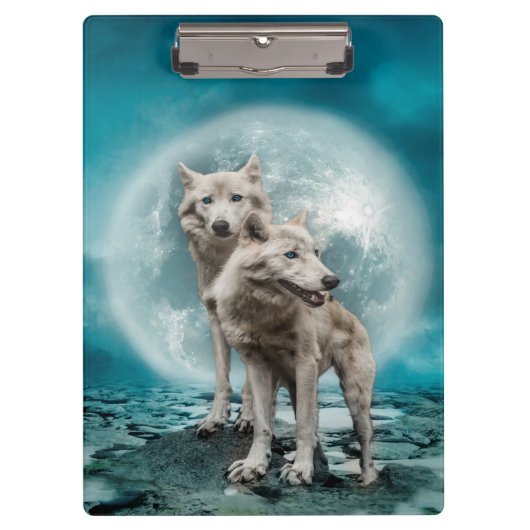 Porte-bloc Beaux Loups blancs (Devant)