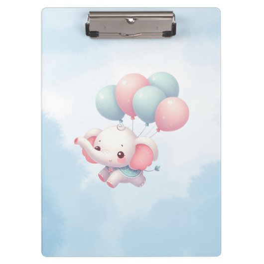 Porte-bloc bébé éléphant avec ballons (Devant)
