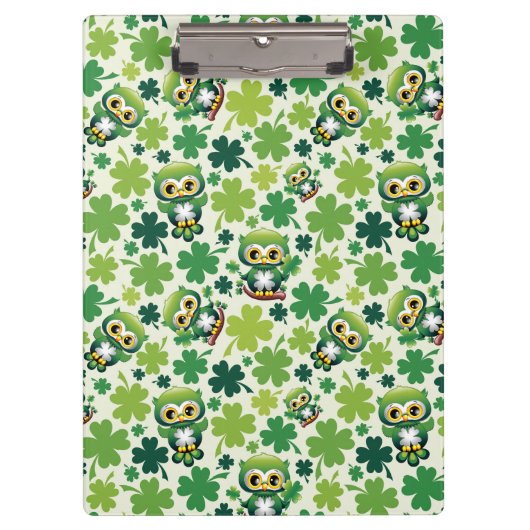 Porte-bloc Bébé Hibou Mignon St Patrick Dessin Animé (Devant)