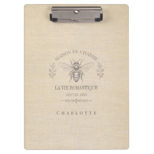 Porte-bloc Beige Chaud Gravure de Pays Français Vintage Abeil