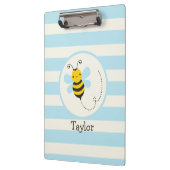 Porte-bloc Belle Abeille jaune et noire sur Bébé Bleu Stripes (Gauche)