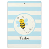 Porte-bloc Belle Abeille jaune et noire sur Bébé Bleu Stripes (Dos)