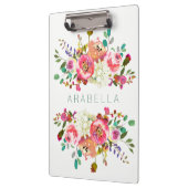 Porte-bloc Belle aquarelle florale avec votre nom (Gauche)