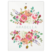 Porte-bloc Belle aquarelle florale avec votre nom (Dos)