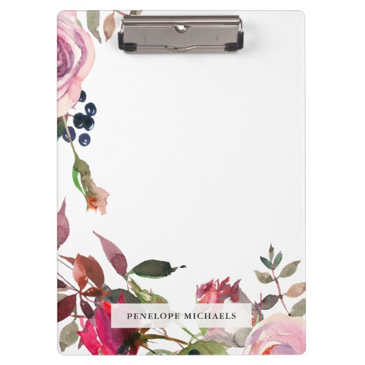 Porte-bloc Belle frontière florale et nom (Devant)