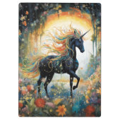Porte-bloc Belle licorne noire Nom personnalisé (Dos)