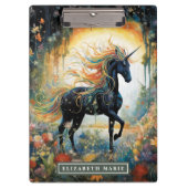 Porte-bloc Belle licorne noire Nom personnalisé (Devant)