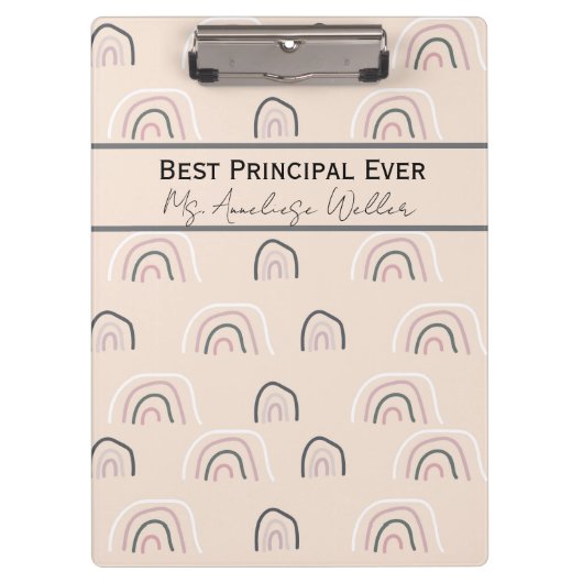 Porte-bloc Best Principal Ever Personalized Boho Rainbow (Devant)