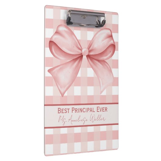 Porte-bloc Best Principal Ever Personalized Gingham Bow (Swatch)