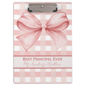 Porte-bloc Best Principal Ever Personalized Gingham Bow (Devant)