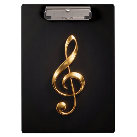 Porte-bloc Black 4 Luxe Clipboard, Golden Treble Clef (Devant)