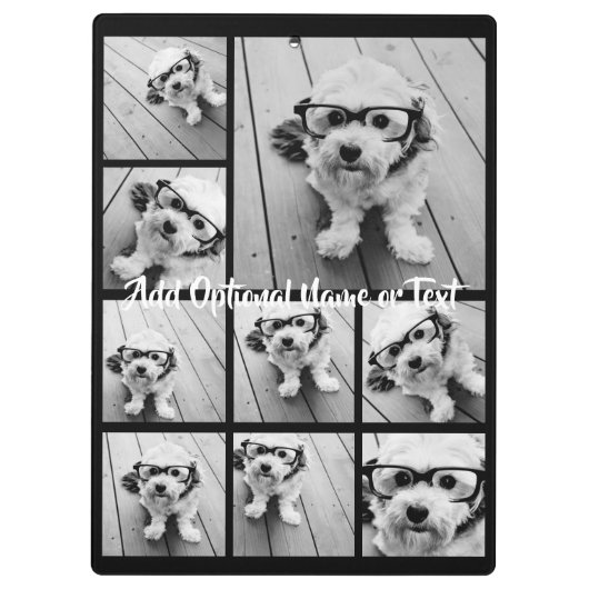 Porte-bloc Black 9 Photo Carré Collage - avec script blanc (Dos)