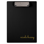 Porte-bloc Black and Gold Script  | Stylish Monogram Modern (Devant)