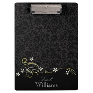 Porte-bloc Black Damask et Black Swirls