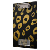 Porte-bloc Black & Gold Cheetah Leopard Glam Personnalisé (Gauche)