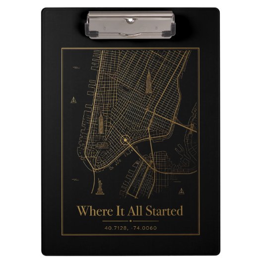 Porte-bloc Black Gold Custom City Map Clipboard (Devant)